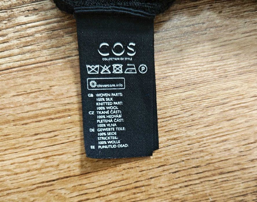 COS Оригинална черна рокля вълна / коприна размер XS