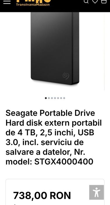 HDD / Hard Disk Portabil 4TB SEAGATE USB 3.0 pt PC, Mac, Xbox, PS5 etc