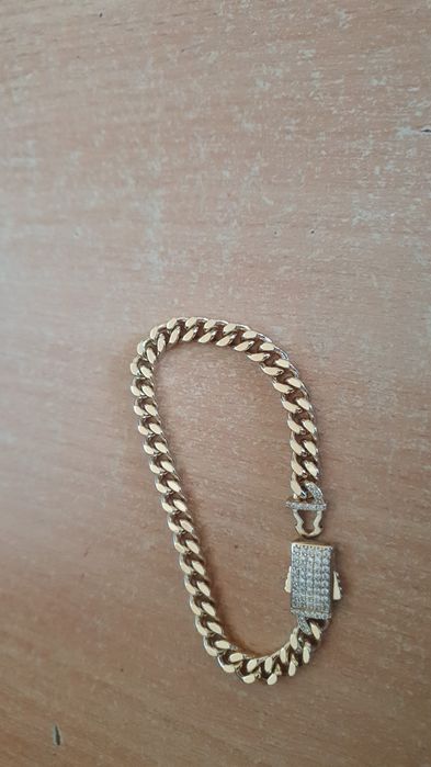 Vand bratara cuban plăcata cu aur 14