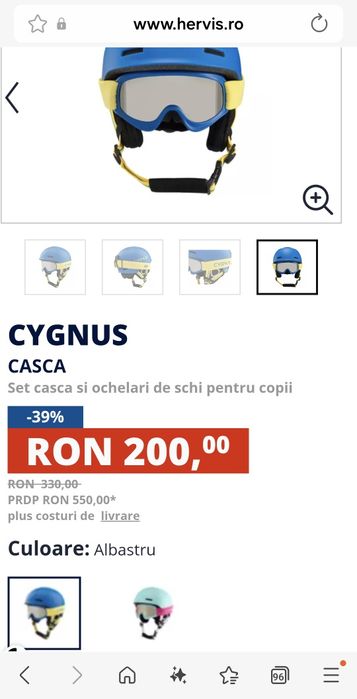 Casca ski + ochelari copii 4-6 ani, xxs, 48-52 cm