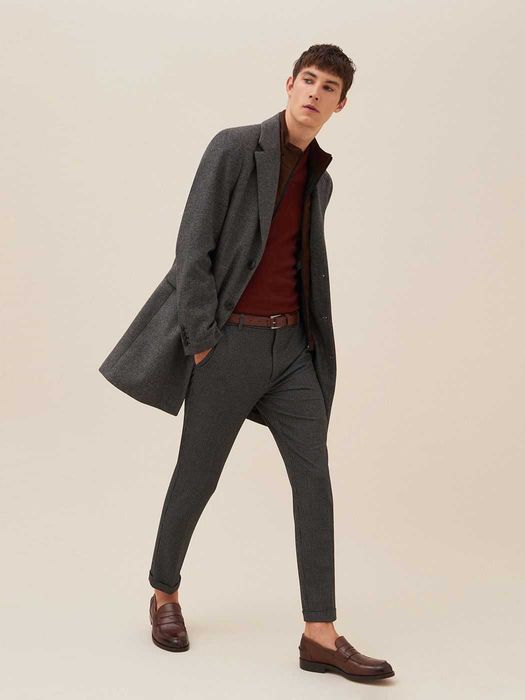 Пальто мужское, шерстяное DEVRED 1902, с узором елочка [S-2XL]