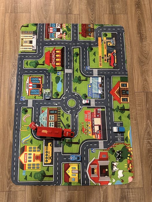 Covor pentru masinuțe , CARS CITY, portabil, 80x120