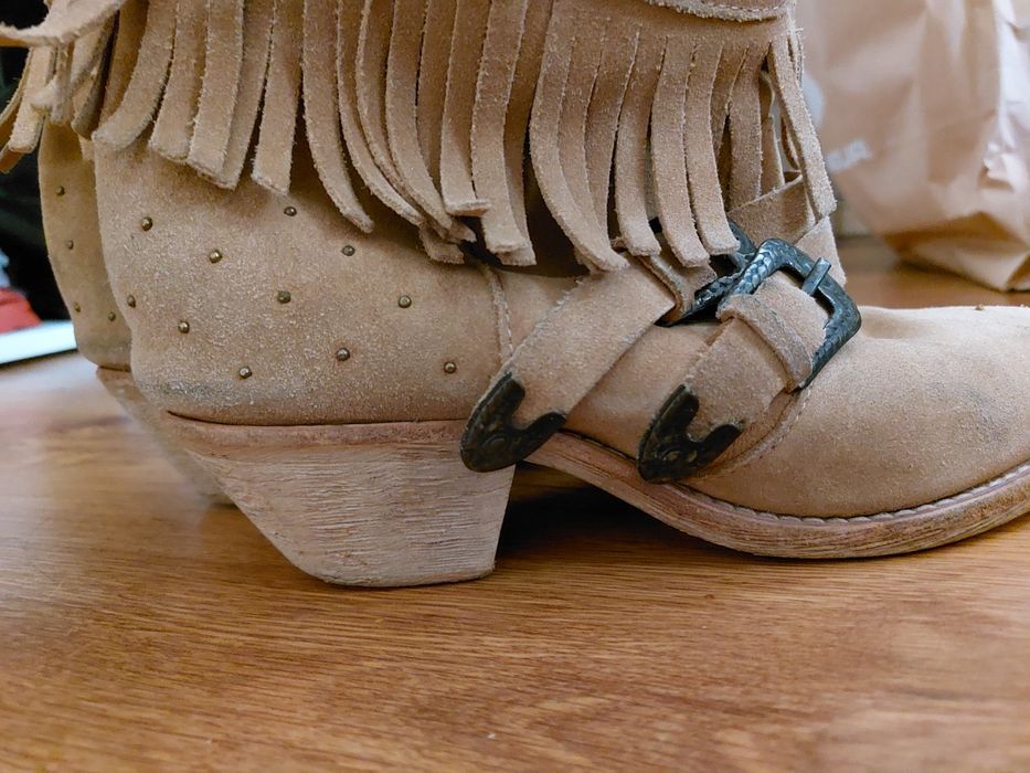 Кожени боти от набук Mango N°39, boho, Cowboy, Marant