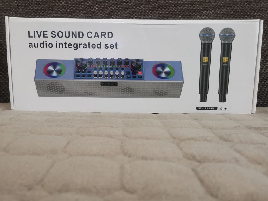 Sistem de mixare karaoke,2 microfoane-live sound card live streaming