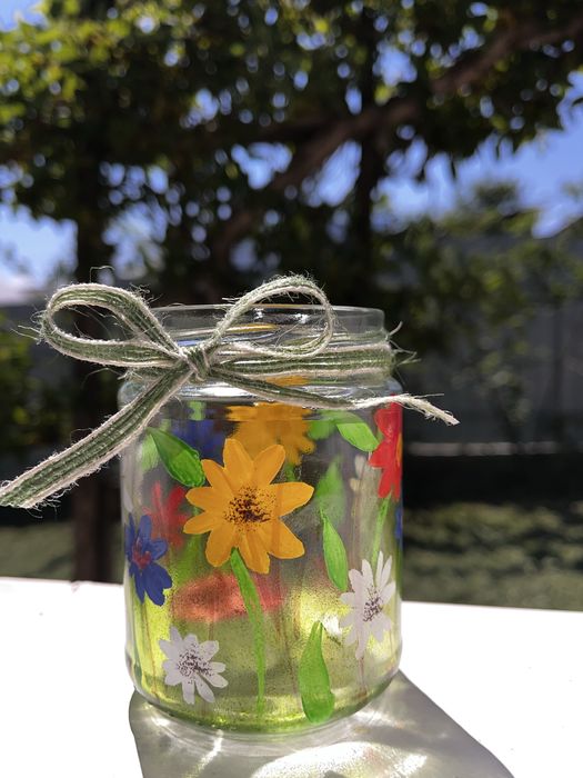 Suport lumanare (borcan) pictat manual