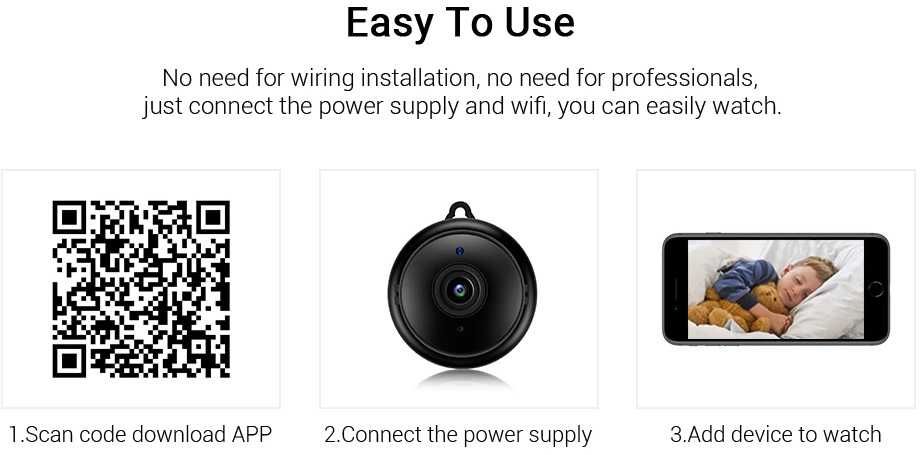 Wifi камера ночного видеонаблюдения, HD 1080P