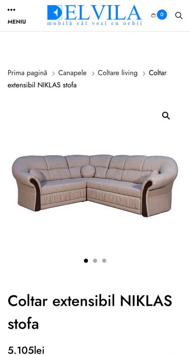 Canapea colțar extensibila Niklas Elvila , stofă Siberian 800