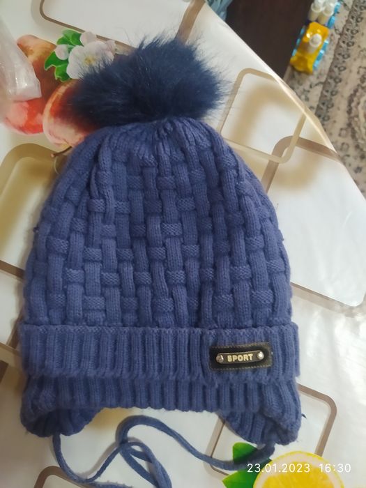 Шапка детская утепленная с шарфом