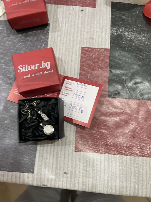 Сребърни колие седеф