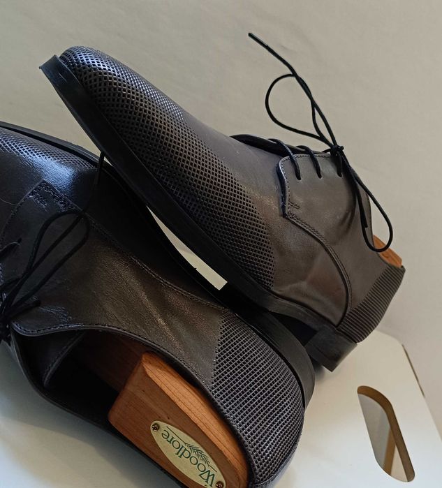 Pantofi derby 40.5 41 cap toe brogue Texto piele naturala moale