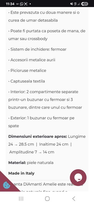 Geantă piele naturală Diamanti