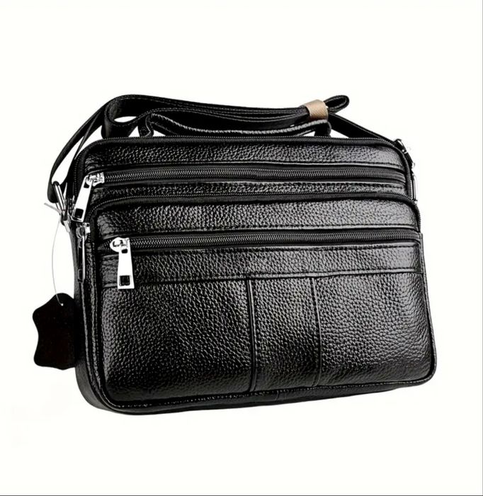 Мъжка кожена чанта за през рамо•Ежедневна сЛуксозно/Правоъгълен дизайн