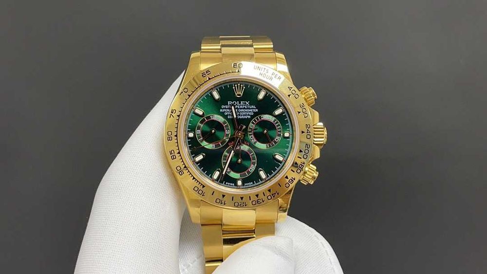 rolex daytona златно/зелено