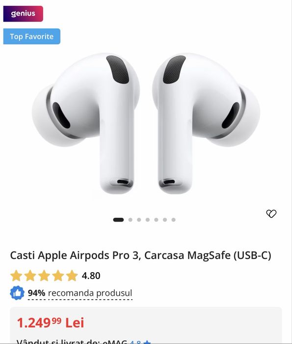Căști Apple Airpods Pro 3 Carcasa MagSafe(USB-C)