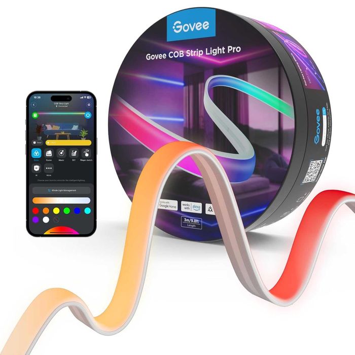 ЧИСТО НОВО Govee COB LED лента Pro, 3 метра LED светлини съвместими...