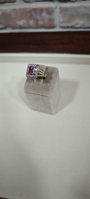 Inel vintage aur 18k 5.59gr cu diamante naturale (R)