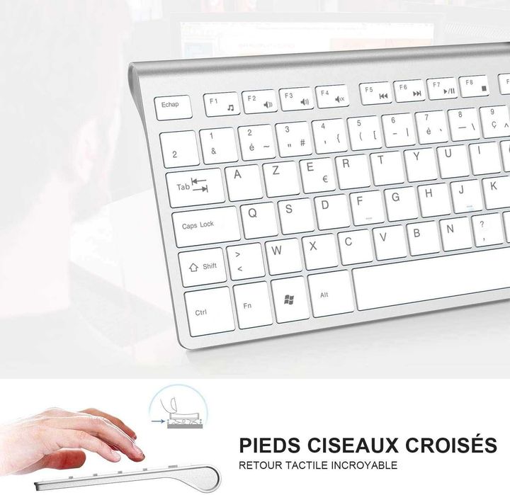 Tastatura si mouse wireless JOYACCESS, AZERTY francez, reincarcabile