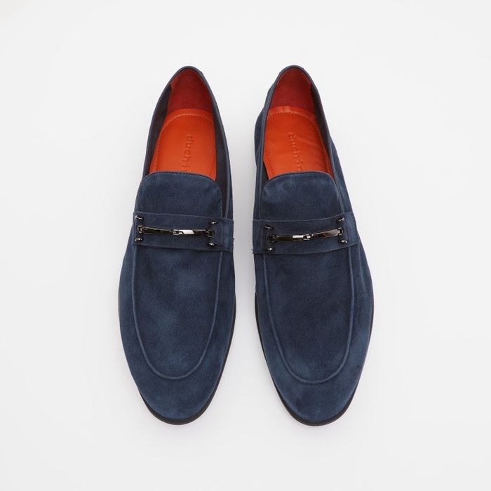 Новые замшевые лоферы Duchini, тёмно-синие, 43 размер, привезены из Ду