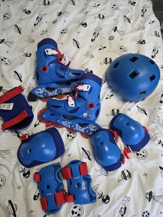 Role copii Oxelo Play 3 Marimea 30-32 și set protecție Marimea S