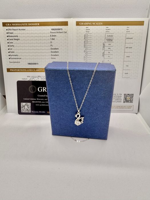 Сребърно колие с мойсанит (Диамант) 1 карат