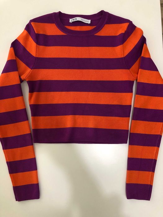 Дамски раиран кроп топ Zara - размер М