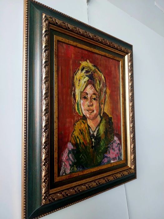 Tablou vechi / Portret ulei pe carton