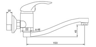 Смесител за мивка с керамична глава, стенен; Резервен чучур