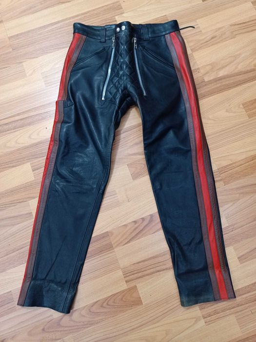 Pantaloni moto piele naturala model clasic
