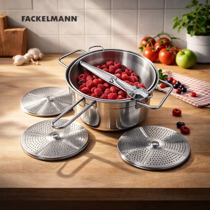 Мелница/цедка за зеленчуци и плодове, 4 части, Неръждаема стомана