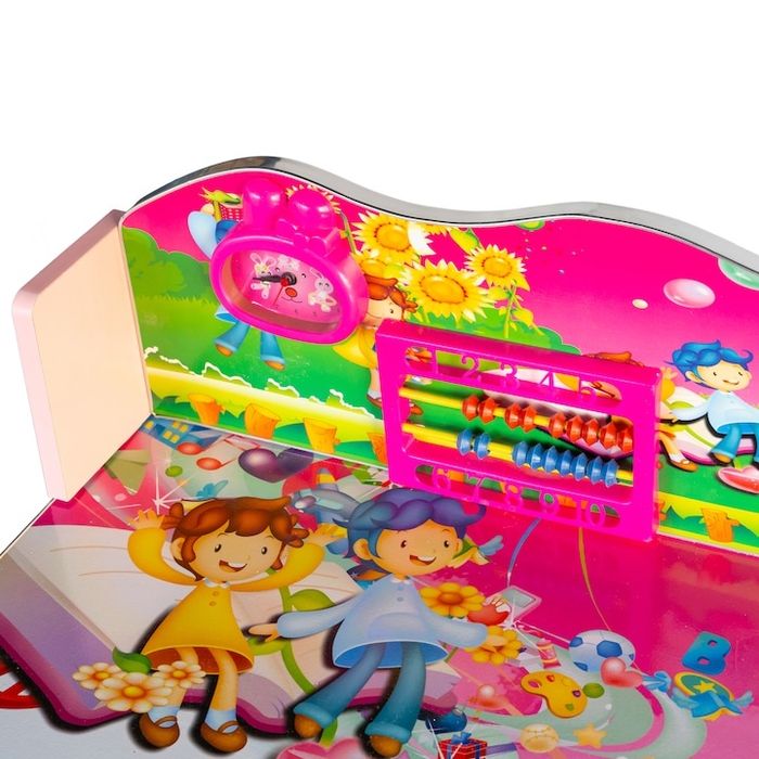 Детски дървено Бюро със стол за деца, дизайн розов цвят