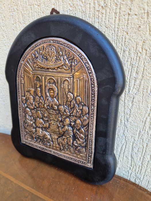 Прекрасна сребърна икона Тайната вечеря със сертификат