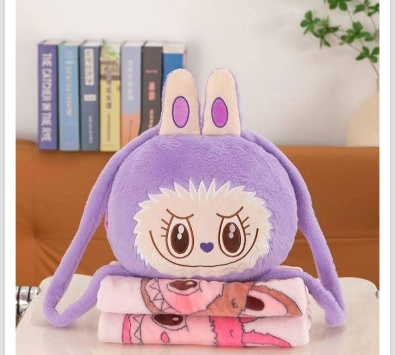 3в1 Плюшена играчка Labubu – одеяло, възглавница и раничка