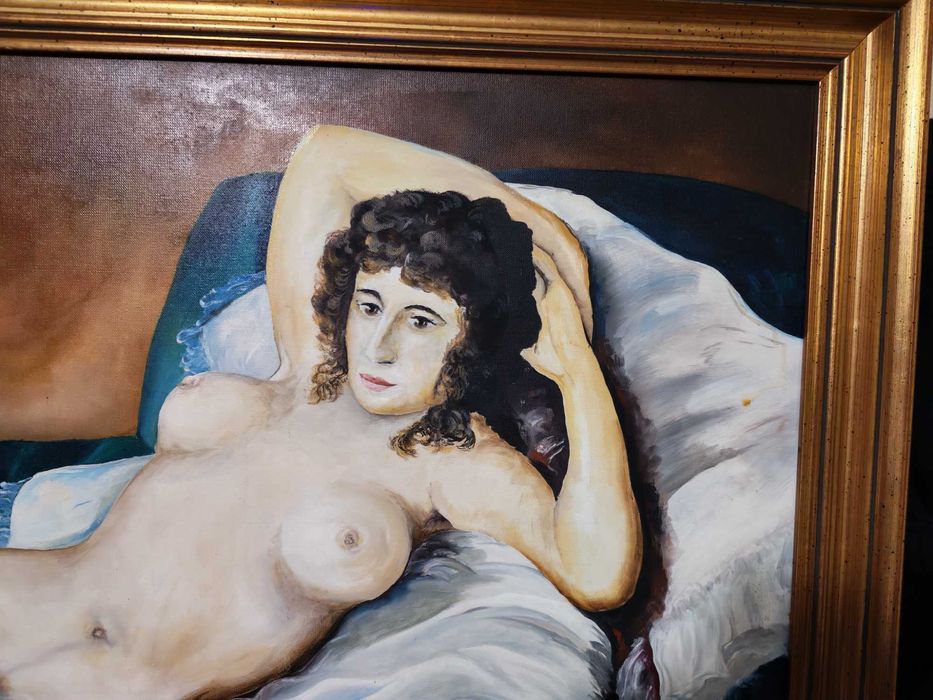 Tablou Mare Ulei Nud - Ramă Foiță Aur