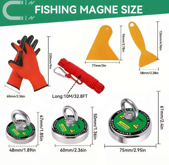 Силен неодимов магнит супер мощен комплект за магнитен риболов