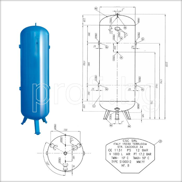 Бутилки за въздух за компресор 100,200,270,500,720,1000,1500 литра