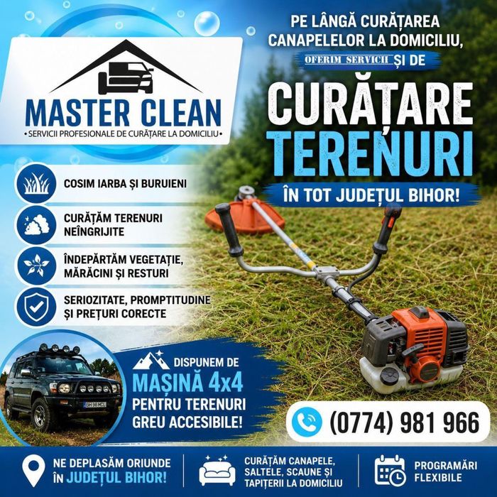 Curățare canapele/ curățare terenuri / curatare masini auto