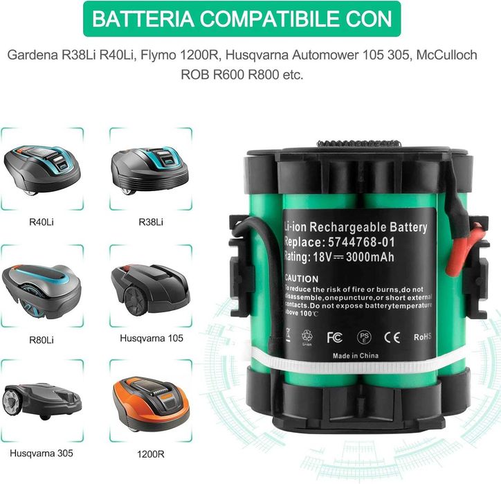 Батерия ADVTRONICS 18V 3.0Ah за роботизирани косачки Gardena, Husqvarna и McCulloch
