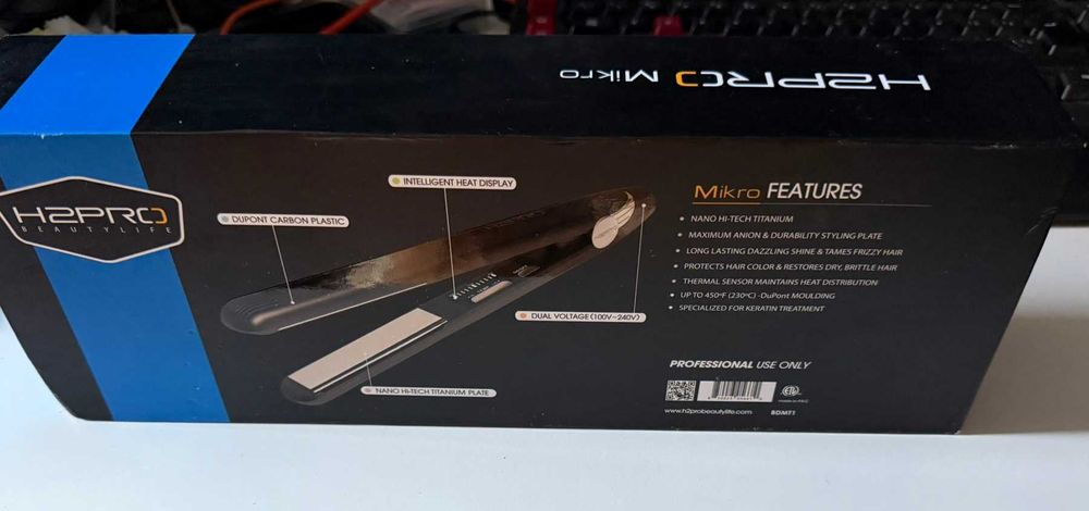 H2Pro Beautylife Mikro права преса / титаниеви преси / Black Diamond Nano Hi-Tech BDMT1 -Професионална Нова в кутия