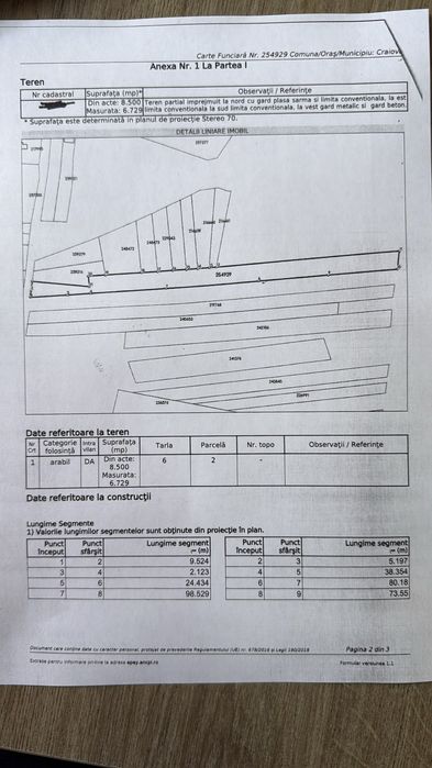 Teren intravilan 6.729 mp | Două deschideri la stradă | Preț: 85€/mp | Bariera Vâlcii, Craiova
