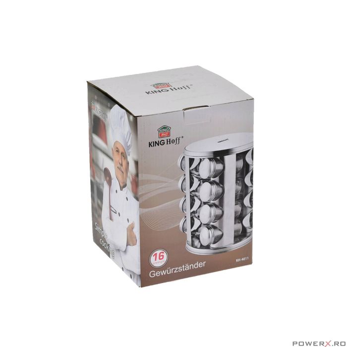 Set de 16 recipiente, otel inoxidabil si sticla cu suport, pentru