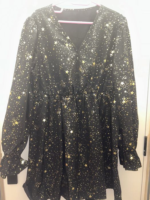 Rochie de petrecere neagra cu auriu