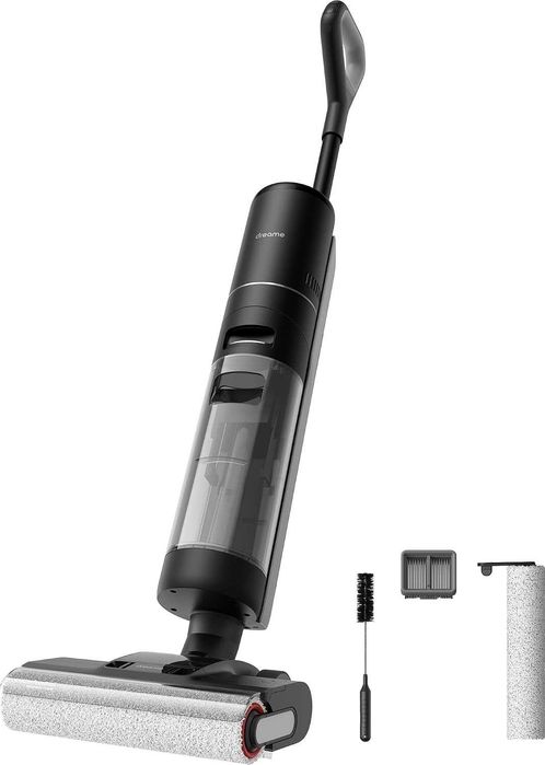 Dreame H12 Pro е безжичен уред за мокро и сухо почистване, основно за твърди подови настилки, с резервоар за чиста вода 0,9 л и за мръсна вода 0,7 л.