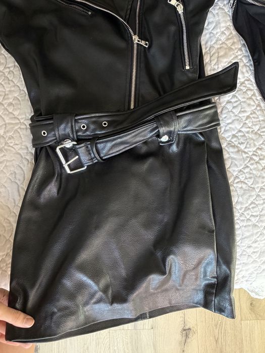 Черна кожена рокля