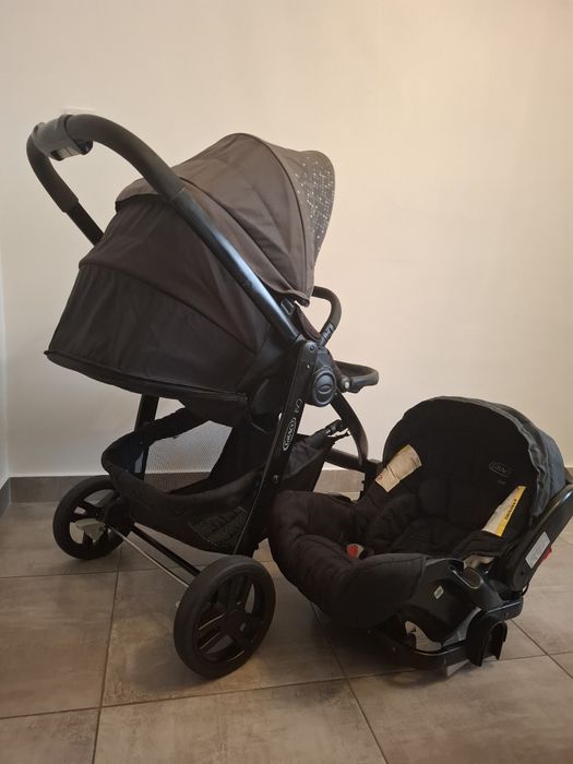 Căruț și scoică Graco evo în stare bună cu husă iarnă, vară.