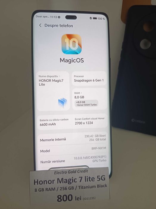 Honor Magic 7 Lite 8GB RAM/256GB/Titanium Black/Baterie: 100%/Stare excelenta! ID11235