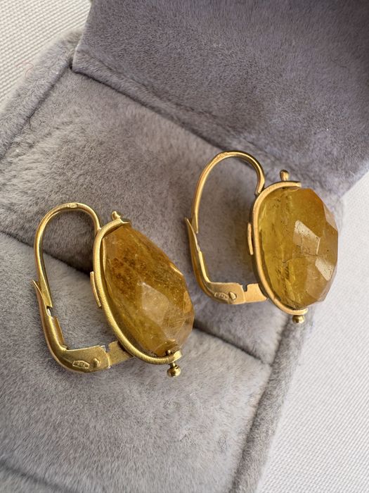Cercei din aur 18 k Italia si citrin
