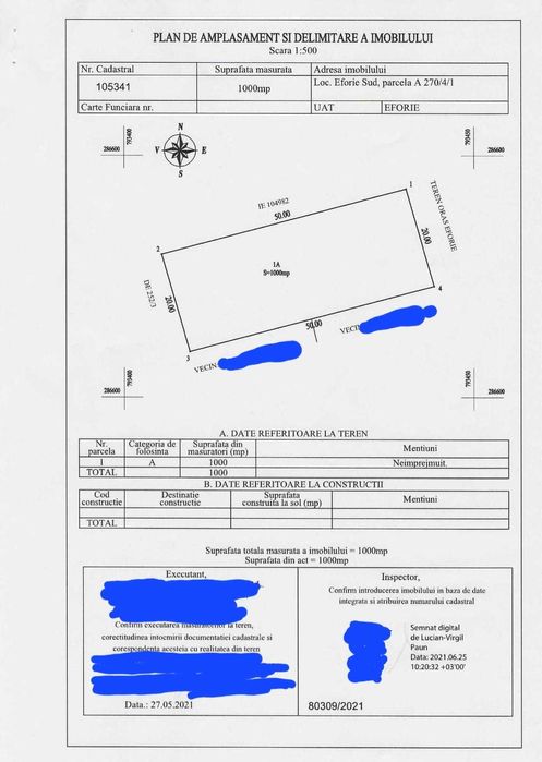 Teren UNIC 1000 mp - Faleza Eforie Sud