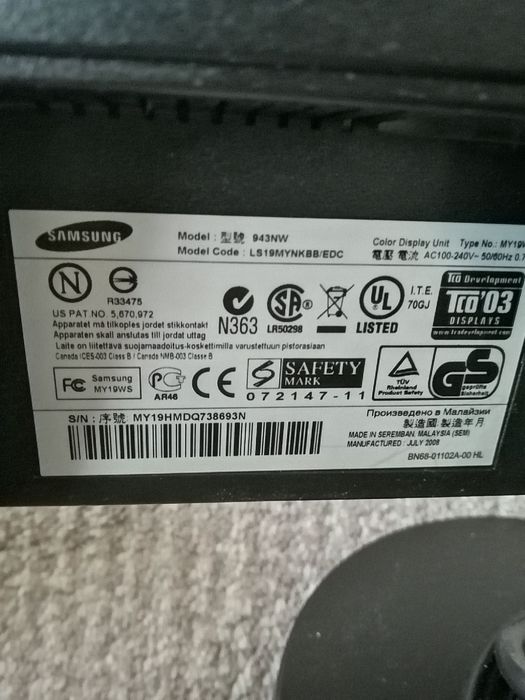 Samsung 943NW Монитор 19” 1440х 900