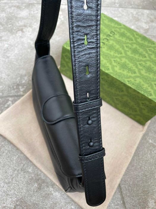 Gucci Чанта Aphrodite Гучи Черна Мека Кожа Матово GG Лого Оригинална