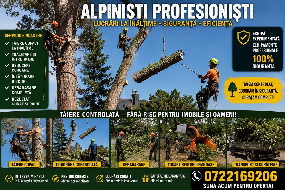 Tăiere copaci program 24/7alpinist utilitar defrisari curățare evaluare gratuită